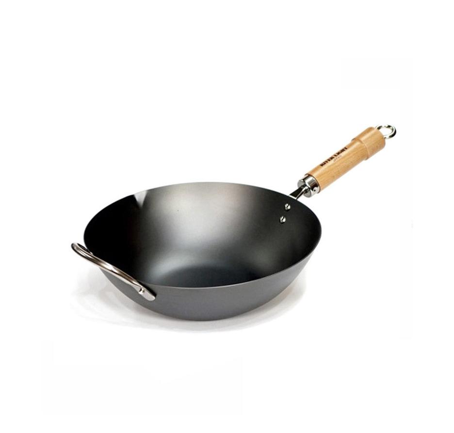 Cast Iron Wok Pan 30cm Steel Handle